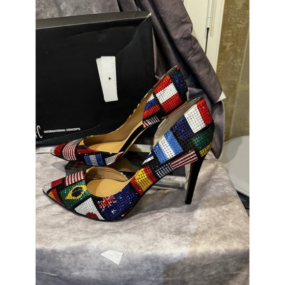 INC International Concepts Shoes - Inc‎ Kenjay D'Orsay Stiletto Heels World Flag International Pumps Size 7.5